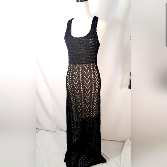 Alice Olivia Lyra Crochet Knit Maxi Dress Small Petite S/P - Picture 2 of 11